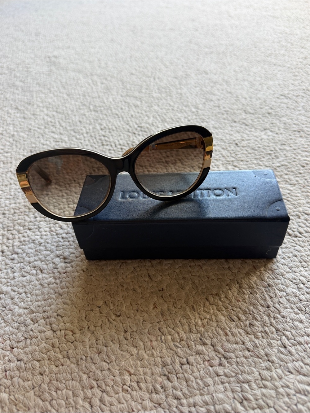 Louis Vuitton Women's Black and Gold Cat-Eye Sunglasses